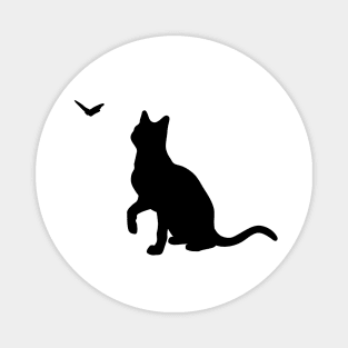 Cat with Butterfly Silhouette Magnet